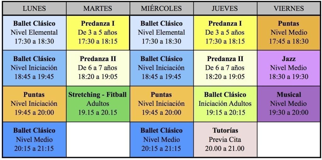 Centro de Danza Sandra Santa Cruz-Horarios 2015/2016 HORARIOS 2015/2016 del Centro de Danza Sandra Santa Cruz.
