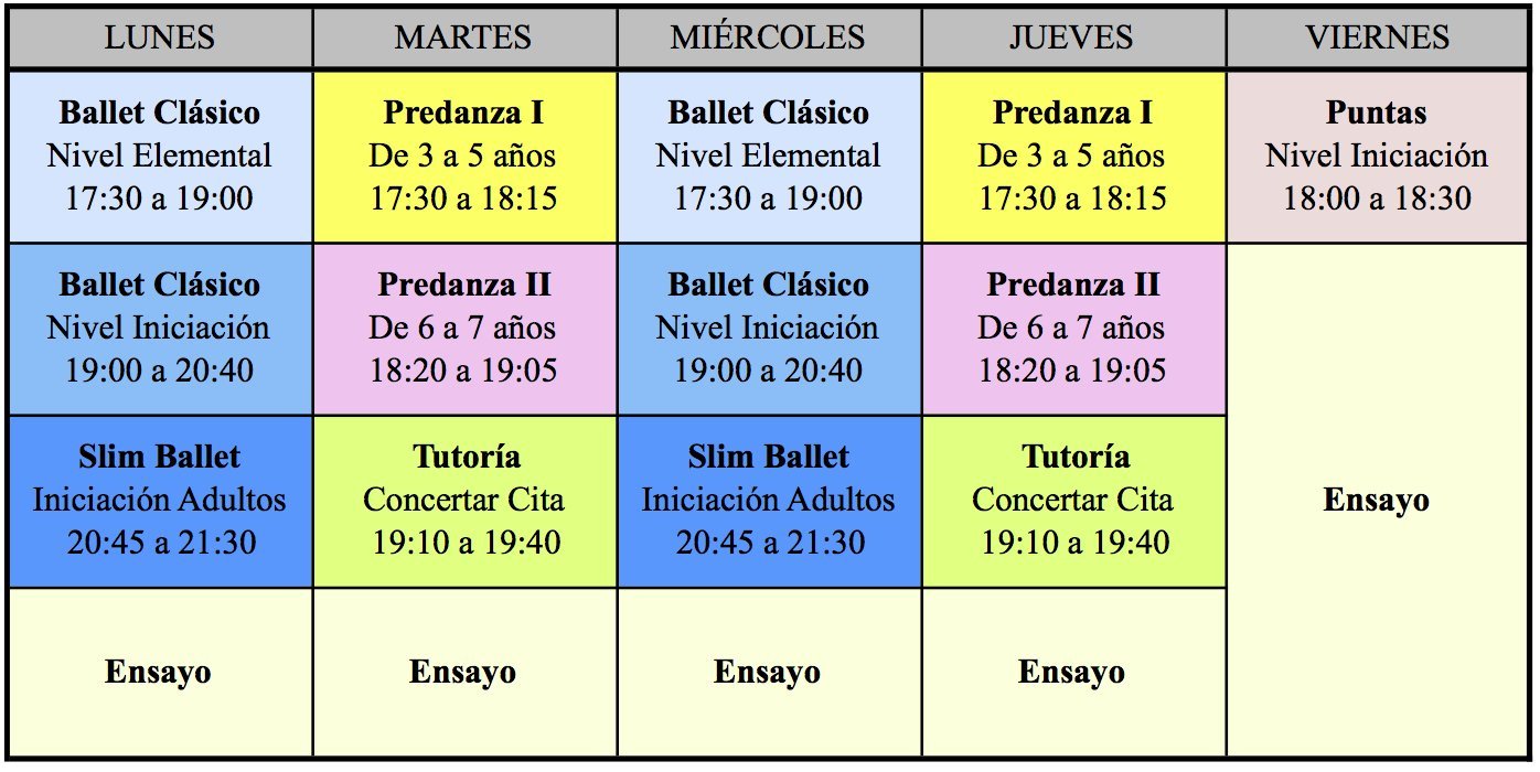 Horarios 2016/17 Centro de Danza Sandra Santa Cruz
