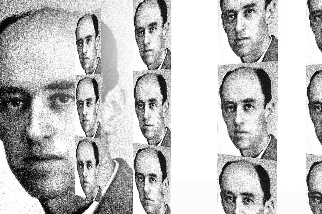 Cartel de Agistín Espinosa donde su cara se repite constantemente