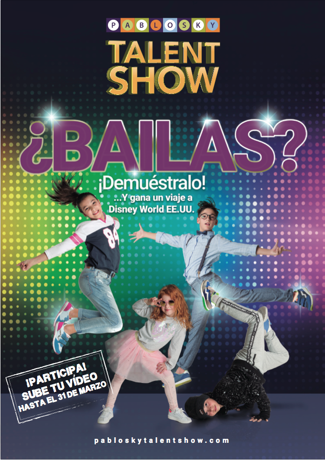 Cartel de Talent Show donde se ven a 4 bailarines en diferentes poses