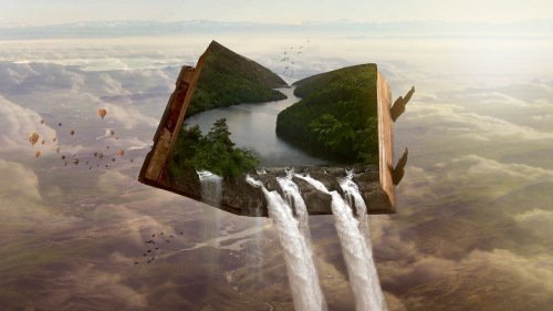 Imagen de un libro abierto donde el mar cae fuera de las páginas, nada mejor para escenificar la apuesta de truco o trato que proponemos al alumnado